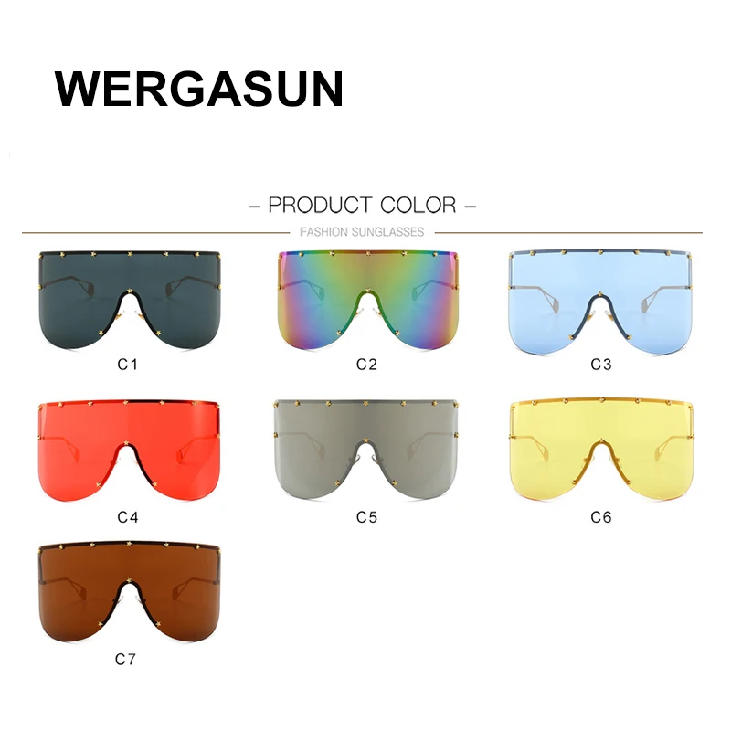 

WERGASUN Oversized Brand Sunglasses Women Design Fashion Sunglasses Men Vintage Sun Glasses UV400 Shades Oculos de sol