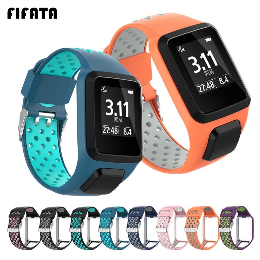 Спортивный ремешок FIFATA для смарт часов Tomtom Runner 3/2 силиконовый на запястье