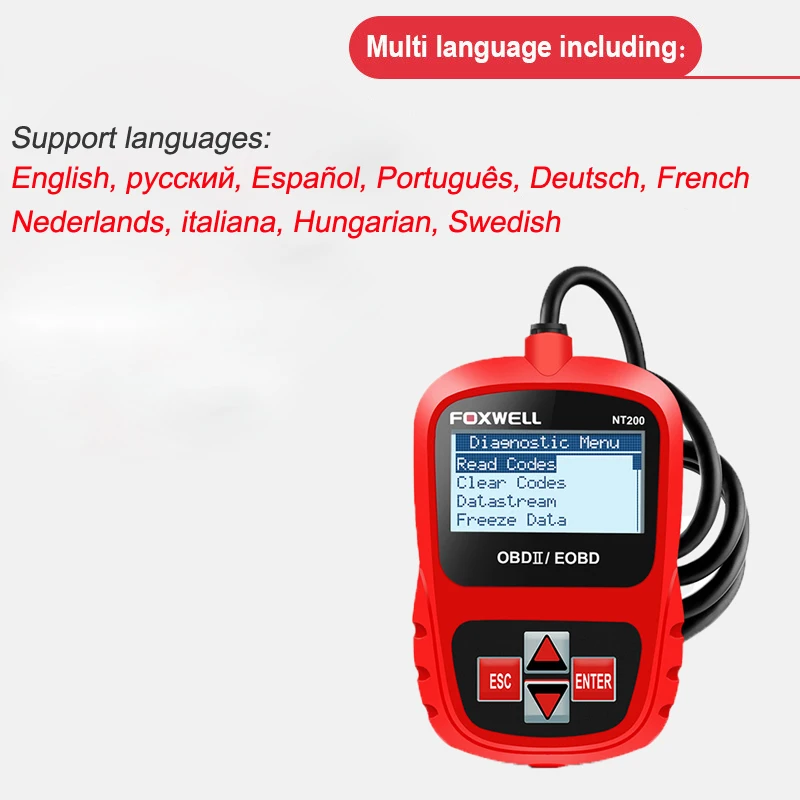 Автомобильный сканер FOXWELL NT200C OBD2 OBDII считыватель кодов двигателя датчик