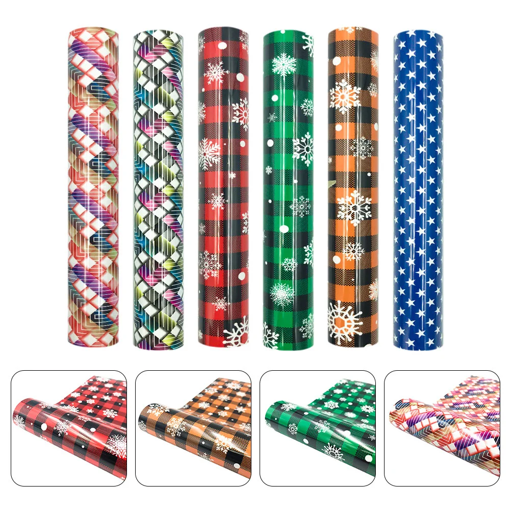 

6pcs Christmas Heat Transfer Films DIY Hot Stamping Films Engraving Films