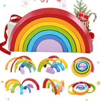 wooden rainbow blocks for children stacker stacking blocks toy baby constructor montessori games educational christmas toys gift