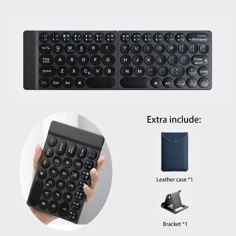 

Складная Беспроводная Bluetooth клавиатура с чехлом и кронштейном для планшетов, ПК, ноутбуков, подходит для Windows, iOS, Android, Mac