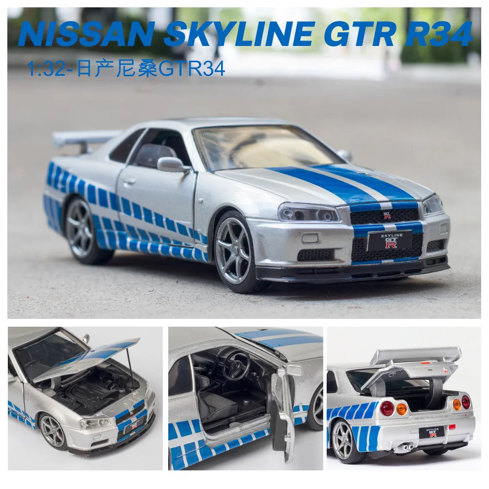 

Nicce 1:32 Nissan Skyline Ares GTR R34 Diecasts & Toy Vehicles Metal Toy Car Model High Simulation Pull Back Collection Kids Toy