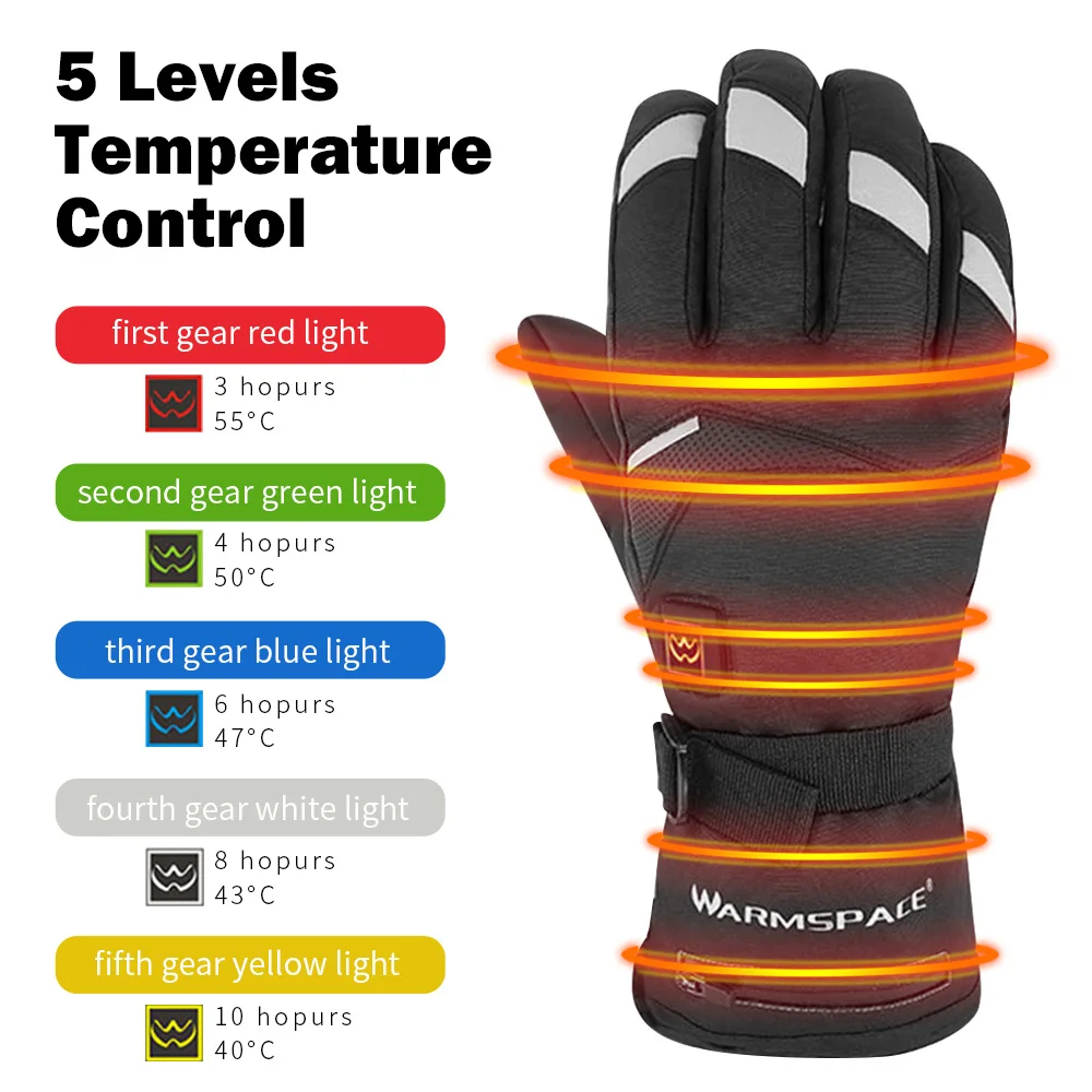 Мотоциклетные перчатки с подогревом 5 уровней регулируемые для мужчин и женщин