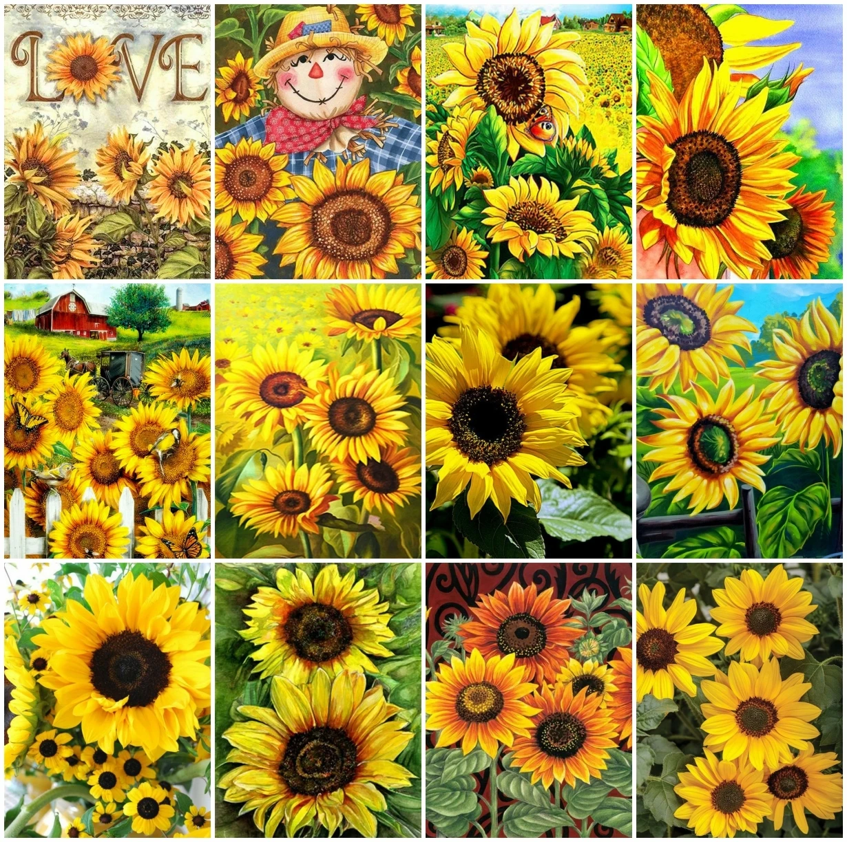 

AZQSD 5D Diamond Embroidery Sunflower Mosaic Handicraft Diamond Painting Flower Cross Stitch Rhinestones Home Decoration