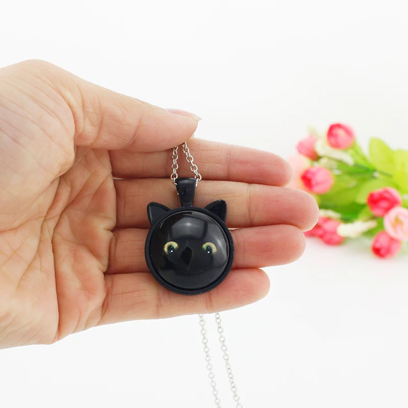 Ожерелье JOINBEAUTY с подвеской в форме черной кошачьей лапы и следов лап собаки, ручной работы с кабошоном из стекла, милый подарок для девочек, ювелирные изделия NT334.