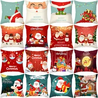 santa elk pattern holiday decorative cushion cover 18x18 inches christmas throw pillow covers cute cartoon polyester pillowcase