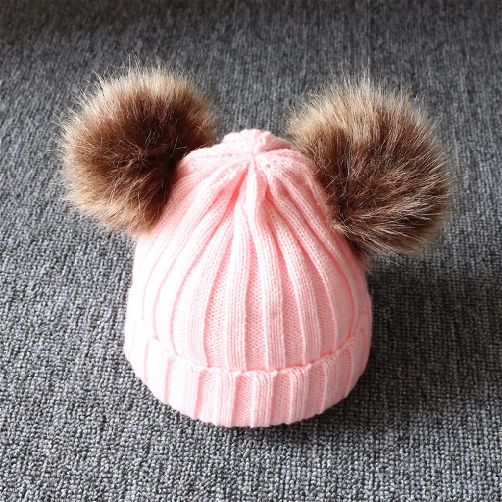 Childrens Baby Knitting Wool Hemming Hat Keep Warm Winter Hiarball Fur Ball Cap Newborn Toddler Boys And Girls Fashion Xl | Детская
