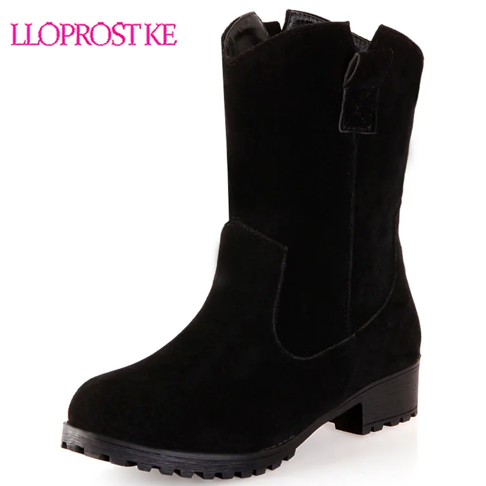 

Lloprost ke 2019 new women ankle boots flock round toe autumn winter boots slip on solid colors fashion casual shoes woman H498