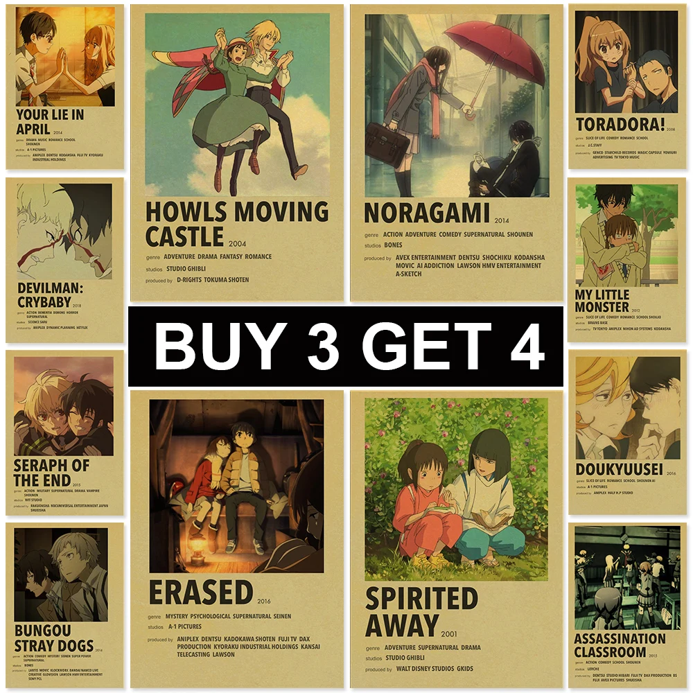 

Classic Animation Movie TV Kraft Paper Anime Couple Vintage Poster Wall Art Painting Study Home Living Room Decoration Pictures