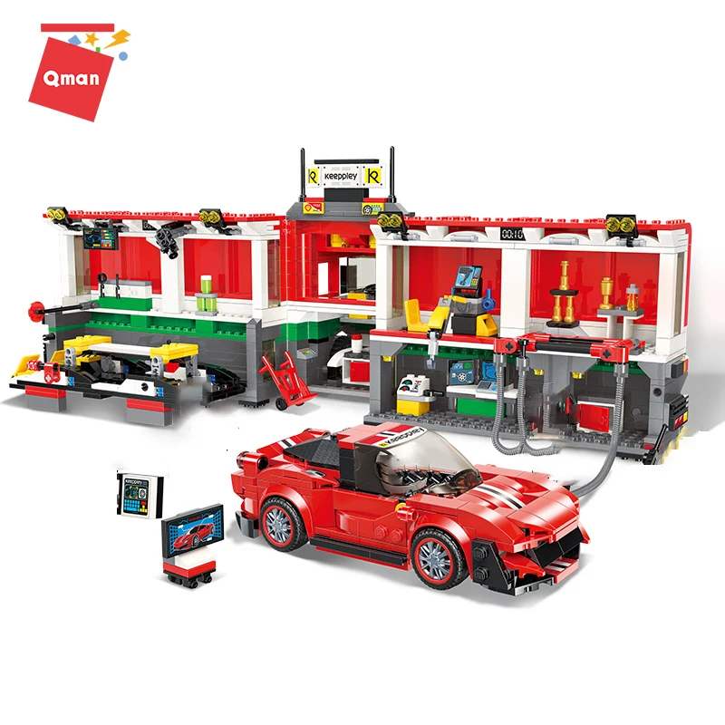 

QMAN мобильный гоночный центр высокоскоростной гоночный автомобиль гараж супер автомобиль спортивная модель Обучающие строительные блоки и...