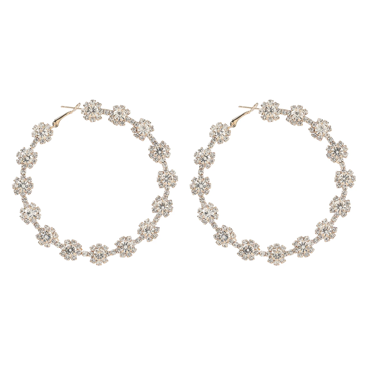 

JIJIAWENHUA New Luxury Imitation Ring-shaped Rhinestone Earrings women's Fashion Jewelry Boho Series Maxi Earrings Accessories