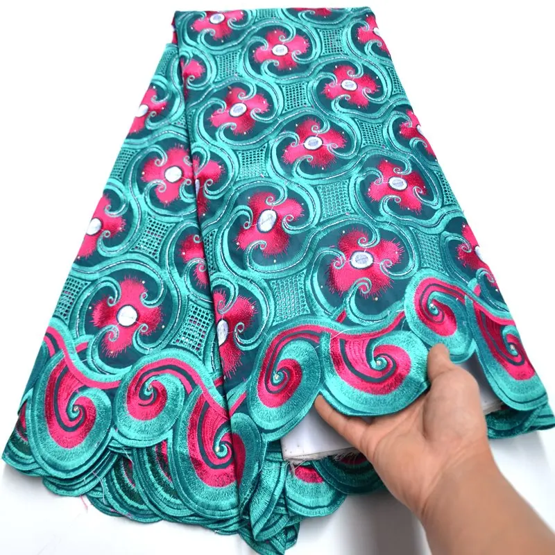 Новейшие высококачественные большие африканские швейцарские кружева синего