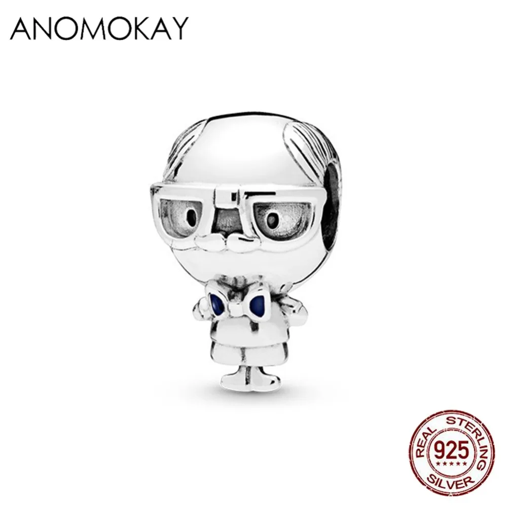 ANOMOKAY стерлингового серебра 925 Семья, очаровательный, подрходит к оригиналу Pandora, браслет, дедушка и бабушка для маленьких мальчиков и девочек Серебряные ювелирные изделия