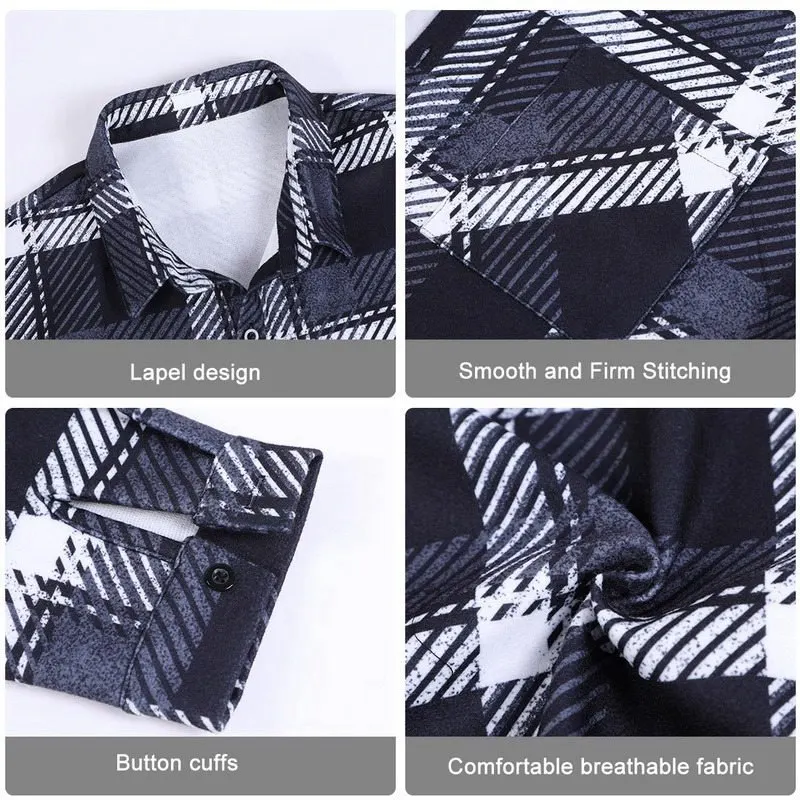 

Laamei Men's Fashion Spring Plaid Casual Shirts Man Long Sleeve Soft Comfort Slim Styles Men Jacket Cardigan Shirt Button Coat