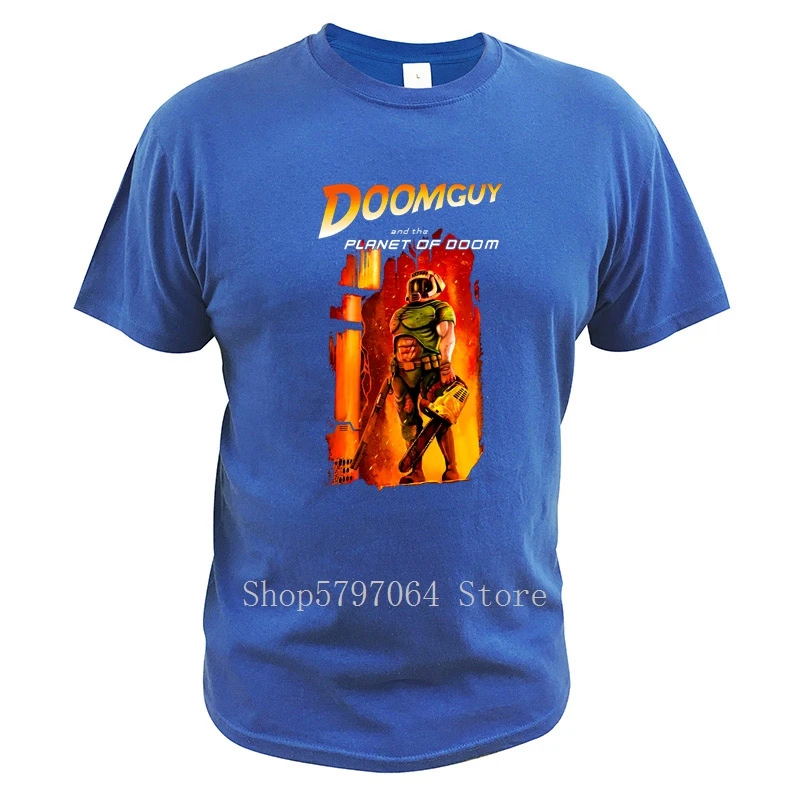 Видеоигра Doomguy и Planet Of Doom пародийная цифровая футболка с принтом Индиана Джонс The