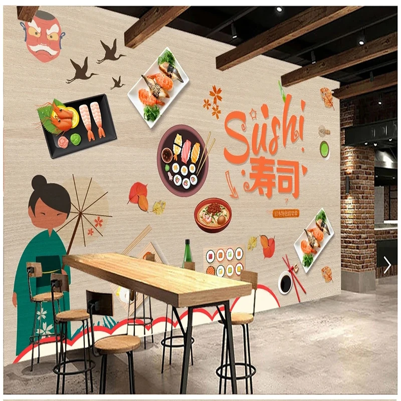 

Custom Any Size 3D HD Japanese Restaurant Background Wall Mural Wallpapers Papel De Parede Painting Sticker Tapety Home Décor