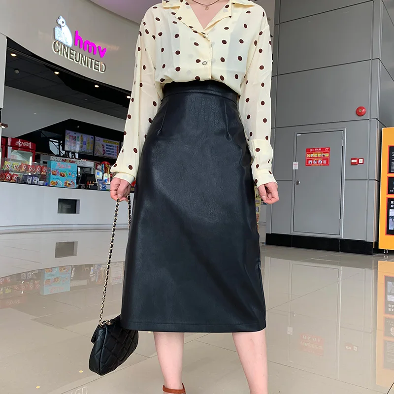 Юбка женская однотонная средней длины с завышенной талией|Женские юбки| |