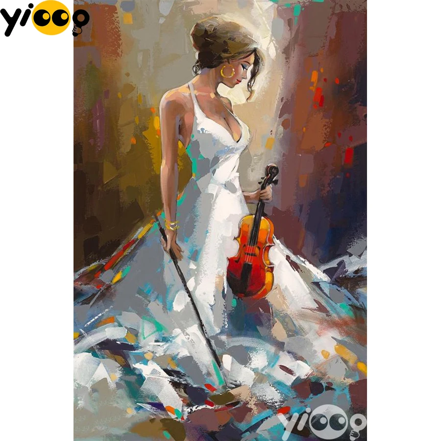 

Full Square/Round Drill Diamond Painting Cross Stitch Embroidery Girl playing violin Rhinestone Mosaic Home Decor Gift AX2454