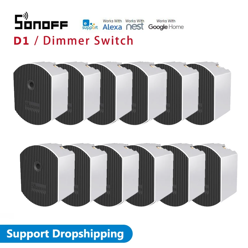 

Умный диммер SONOFF D1 с радиочастотной моделью управления SONOFFD1 совместим с alexa google ewelink 86 type EU US type switch box