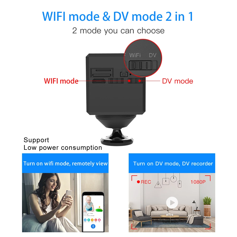 Миниатюрная Wi Fi камера Vstarcam с аккумулятором на 1500 мАч IP DV низким