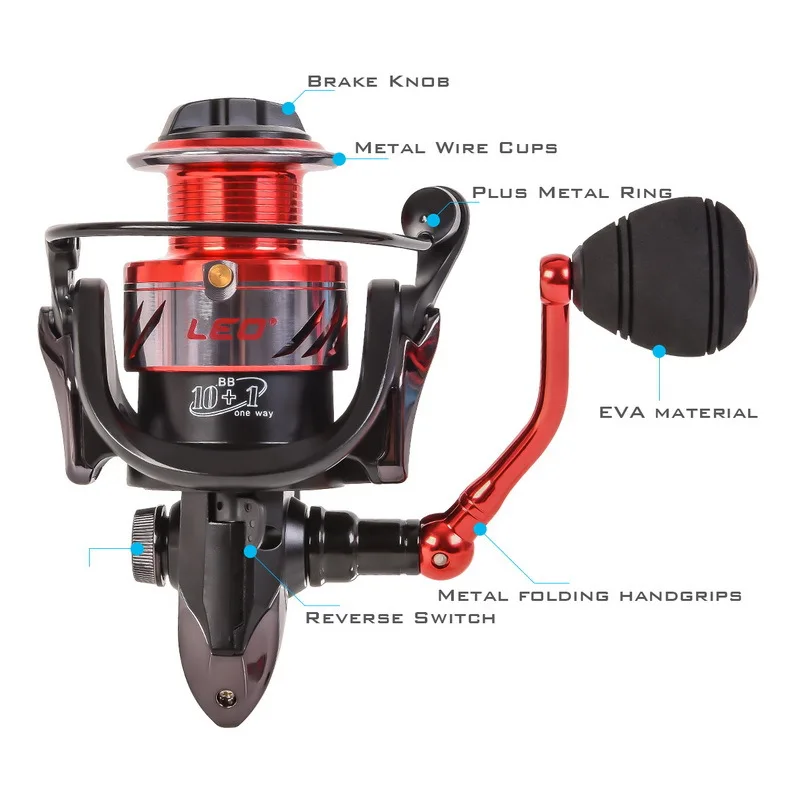 LEO new Spinning Fishing Reel Professional Metal With can change Handle GA1000-5000 series | Спорт и развлечения
