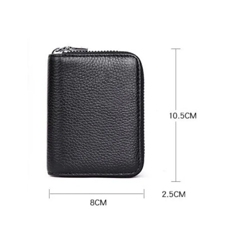 

1 pc Men Business Card Holder Genuine Leather Credit Card Holder Women Zipper Pocket Unisex Card Case Zipper Coin Purse 9 Slot