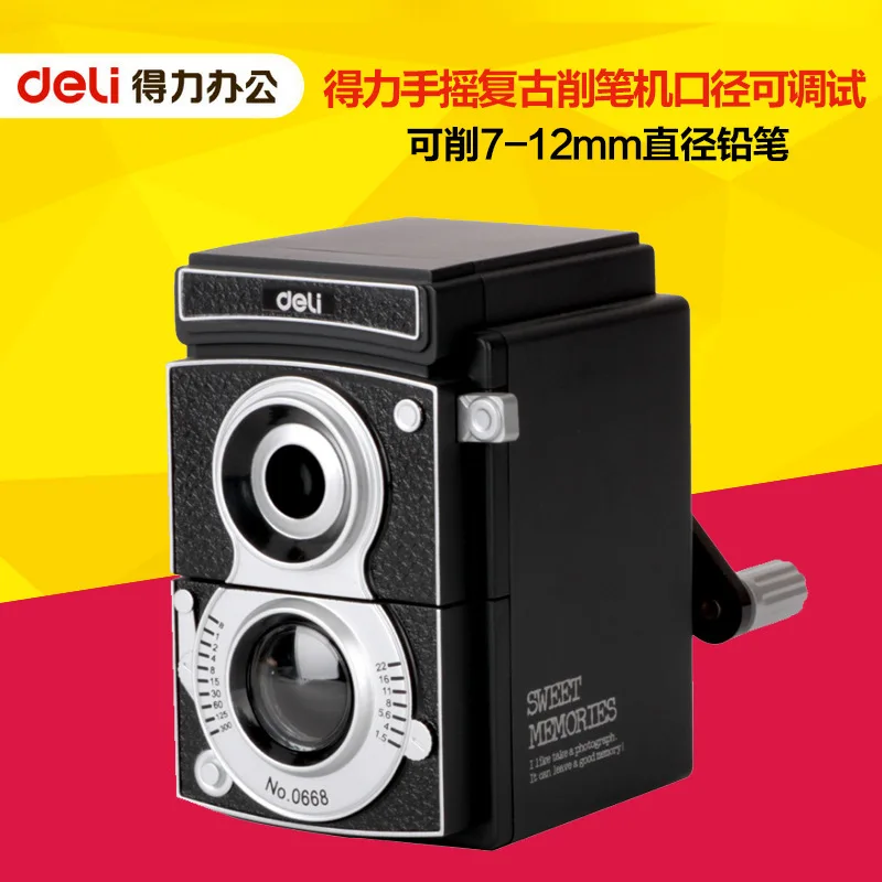 

Deli 0668 vintage Pencil Sharpener large-caliber adjustable fashion Pencil Sharpener Hand Pencil Sharpener