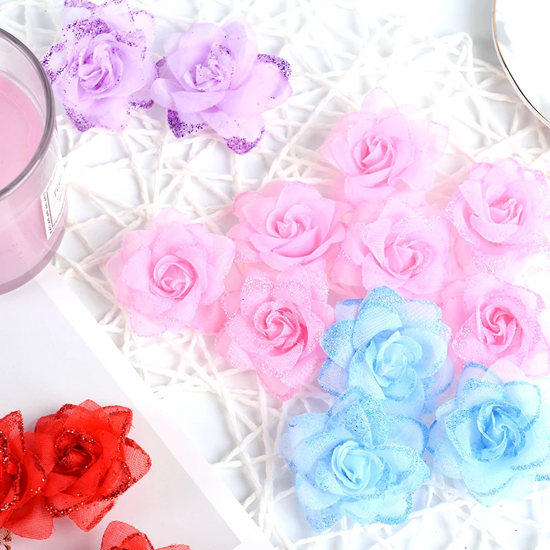 10 шт./лот искусственный порошок Ткань розы воздуходувки для свадьбы дома