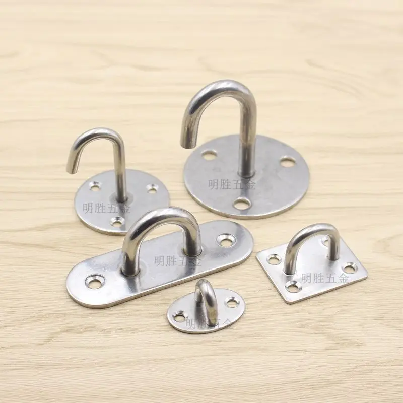 

Stainless Steel Ceiling Hook Pad Eye Plate Marine Hardware Staple Hook Loop Screws Mount