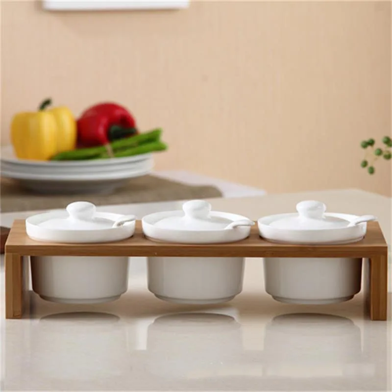 Керамический горшок для приправ деревянная крышка соль сахар специи перец