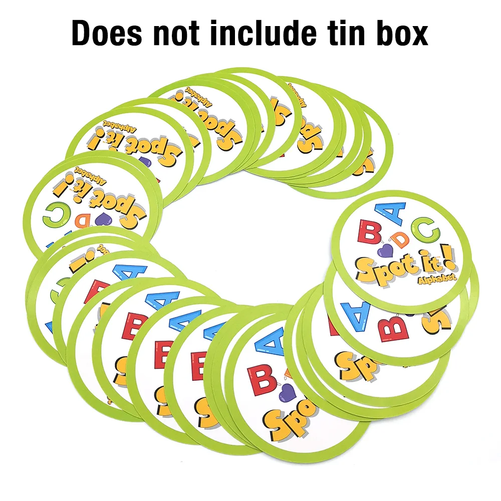 Spot It алфавитная карточка игры Dobble жестяная коробка Настольная игра для детей
