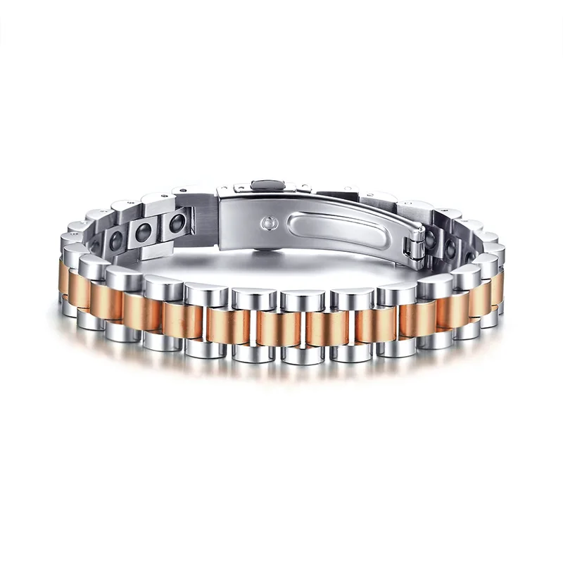 

fashion Korea style gold silver color charm cuff bangle stainless steel jewelry magnet bracelet for men