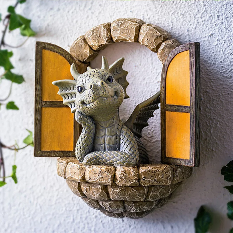 

MystiCalls Garden Dragon Meditation Statue Collection Resin Decoration Outdoor Garden Decoration Ornaments