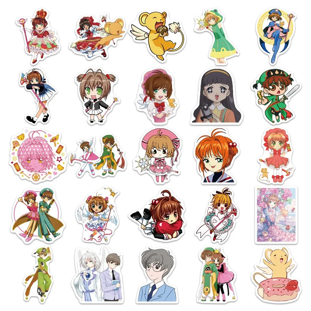 50Pcs Card Captor Sakura Stickers Cartoon Waterproof Anime Sticker Skateboard Bicycle Laptop Classic Graffiti Decals Kid Gift - купить по