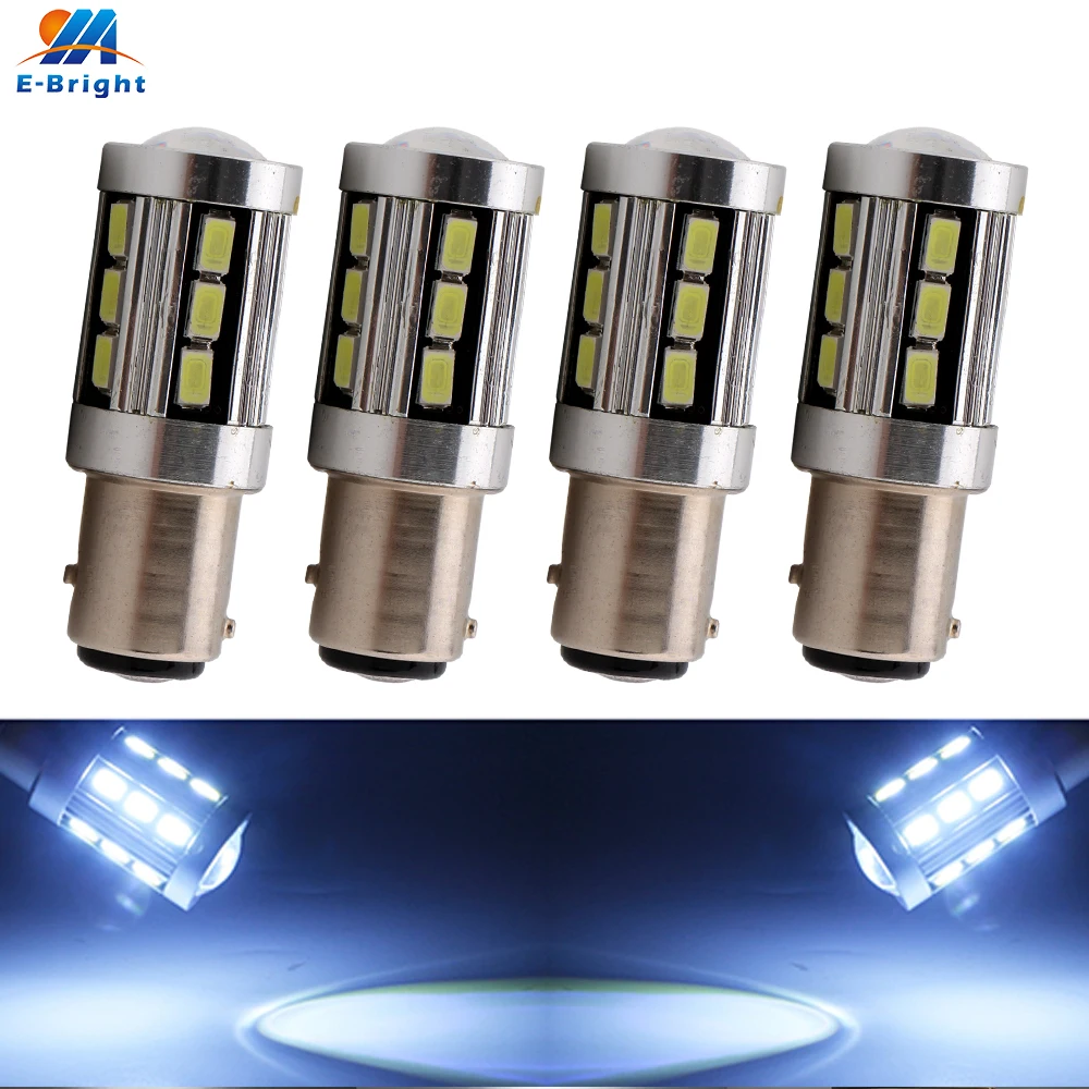 

4pcs 12V 1157 BAY15D BA15D Cold White 5730 18 SMD Led Lens Bulbs 8000K Tail Side Maker Leds Turn Lights Indicator Lights