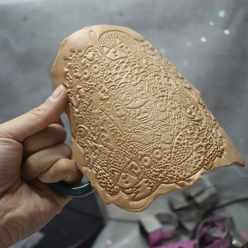 Милые рисунки животных полимерная глина текстура штамп листы дизайнерские