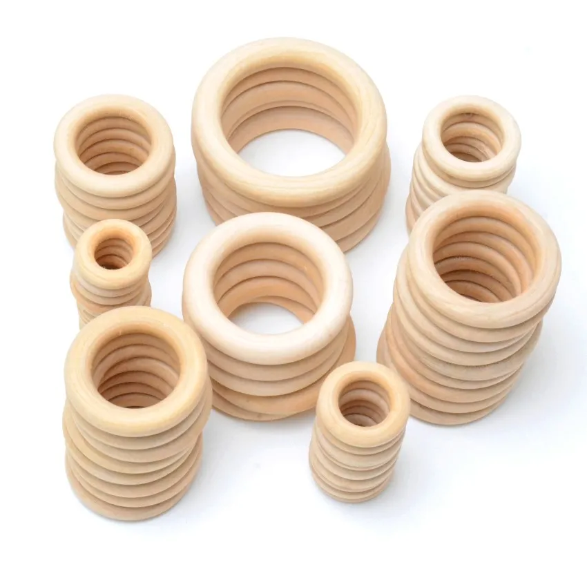 

Natural Wood Circle DIY Crafts Embellishment For Wooden Ring BeadsChildren Kids Teething Wooden Ornaments Pick Size 15-70mm
