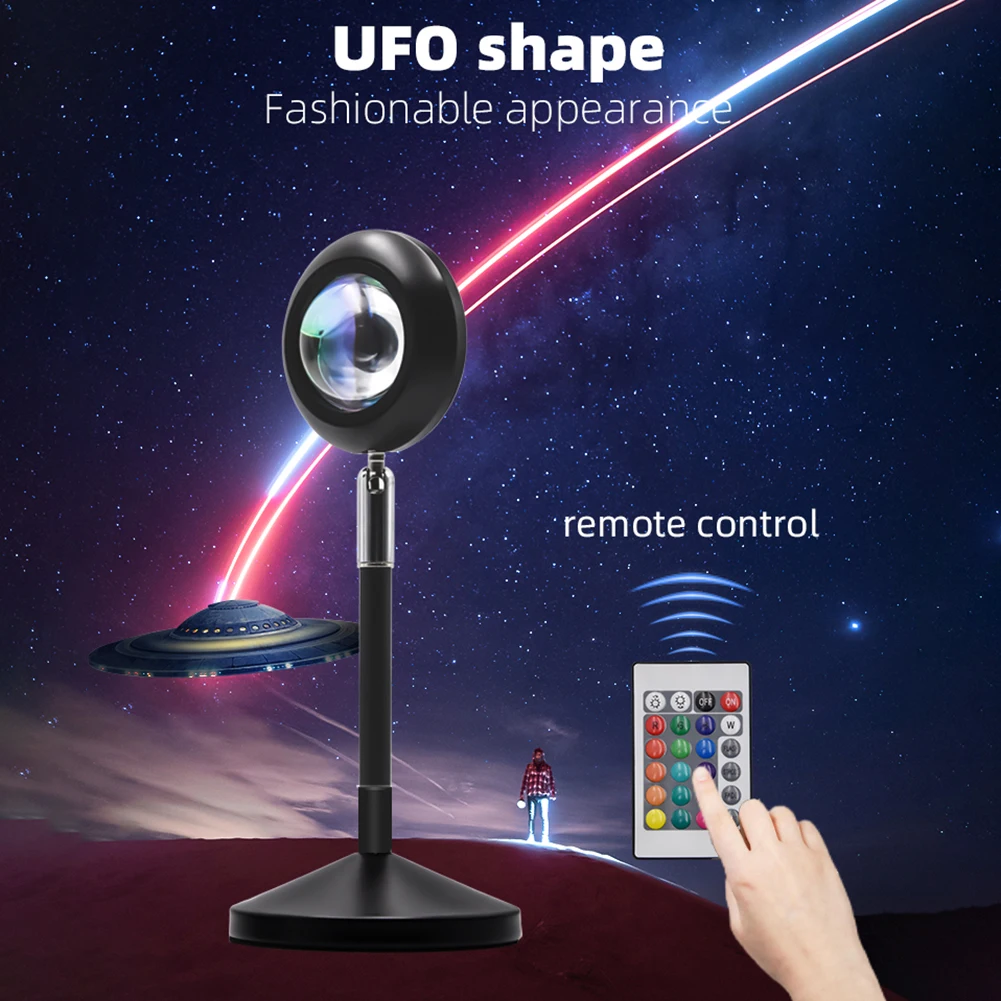 

Upgrade Rainbow Sunset Projector Lamp Atmosphere Light Home Coffee Shop Background Wall Decoration Remote Control Sunset Lamps