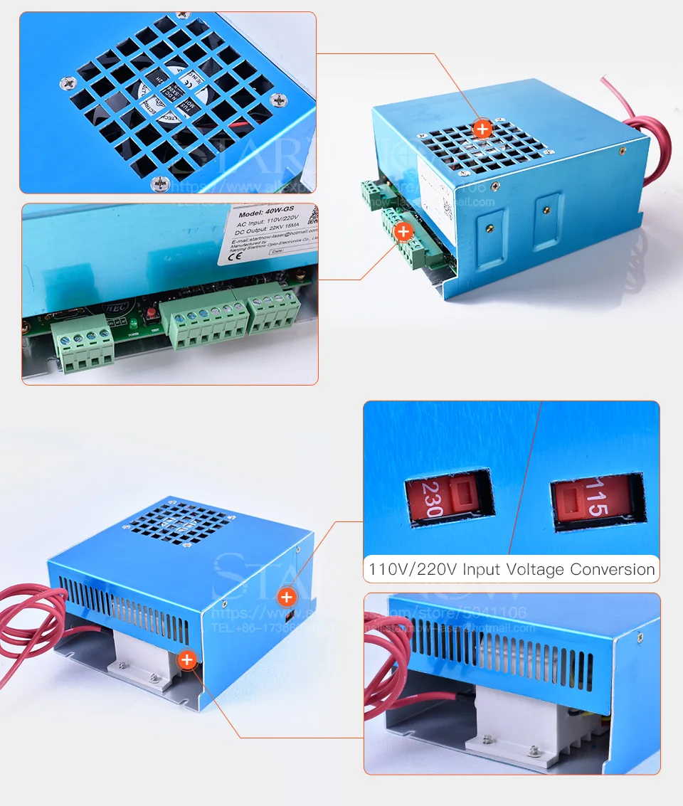 40W-GS MYJG-40 PSU Co2 лазерный источник 110 В 220 В Универсальный 25 Вт 30 Вт Co2 лазерный источник питания 40 Вт для лазерной резки маркировочная машина