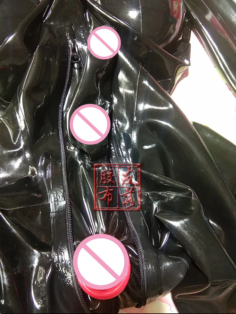 LATEX CATSUIT FULL COVER BODYSUIT ZIP HIDDEN TWO CONDOM CUSTOM MADE |