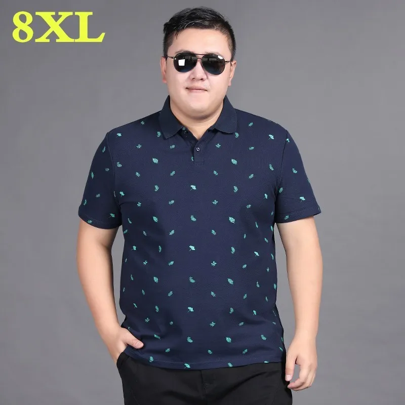 

New plus size 8XL 2020 7XL 6XL cotton Shirt Embroidery Short Sleeve Male Shirts Turn-down Collar Casual POLO Men