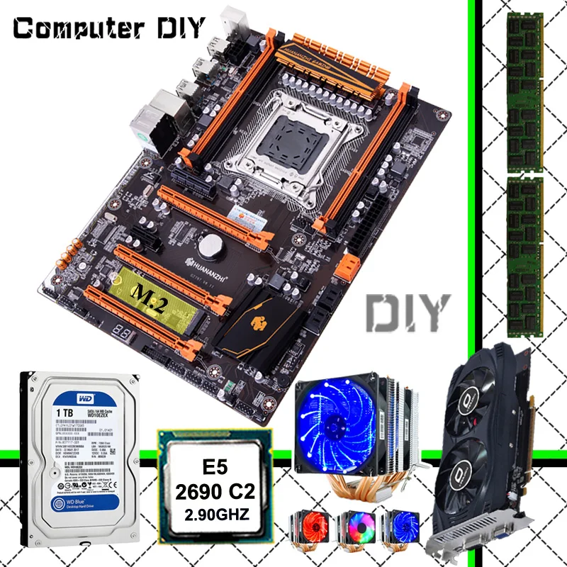 

HUANANZHI deluxe X79 motherboard with M.2 NVMe slot CPU Xeon E5 2690 RAM 16G(2*8G) 1TB 3.5' SATA HDD video card GTX750Ti 2GD5