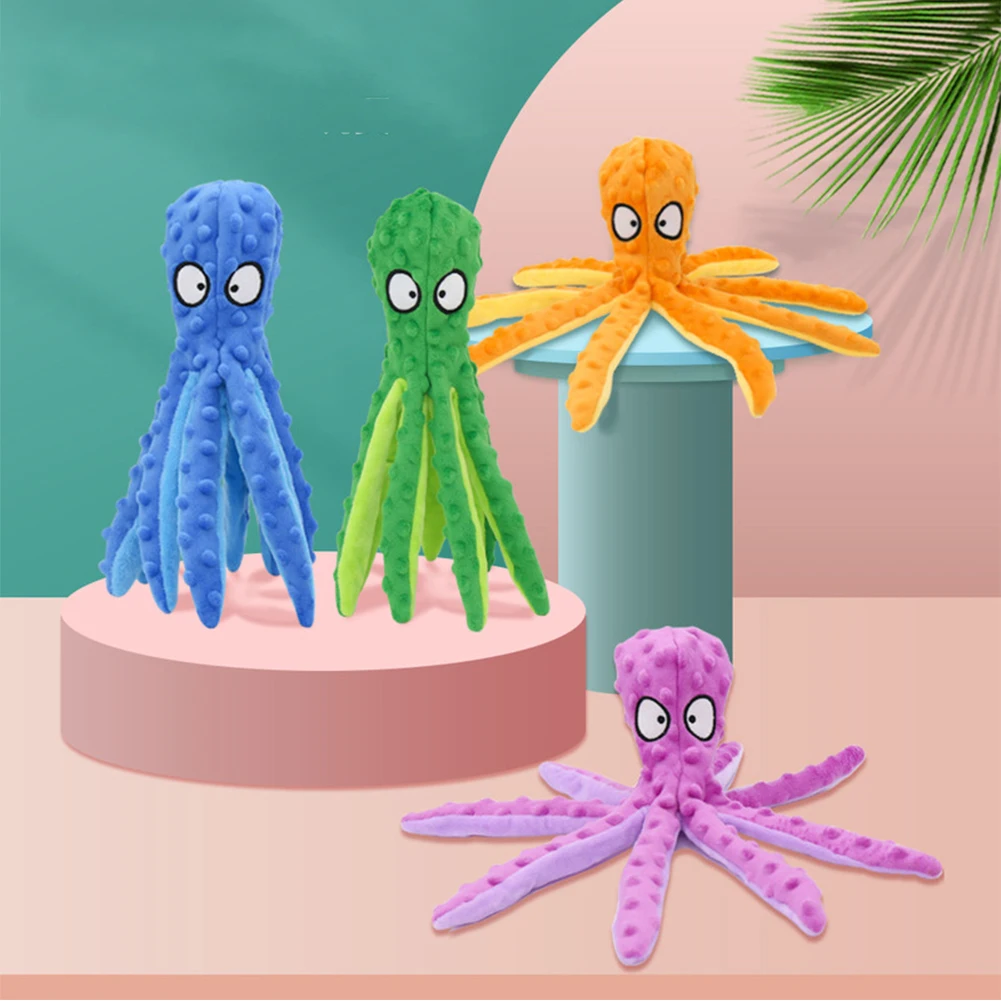 

8 Legs Octopus Soft Stuffed Plush Dog Toys Outdoor Play Interactive Squeaky Dogs Toy Sounder Sounding Paper Chew Tooth toy
