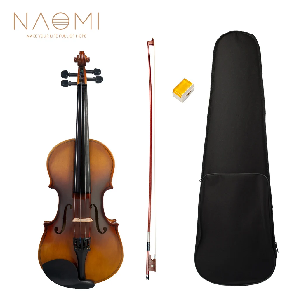 NAOMI 4/4-1/8 Matte Maple Acoustic Violin Set W/ Violin+Brazilwood Bow+Bridge+Rosin+Canvas Case Beginner Use enlarge