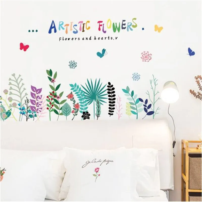 1 шт. Художественный Цветочный Плинтус стены стикеры для гостиной и вуалью девочек свадебного зала