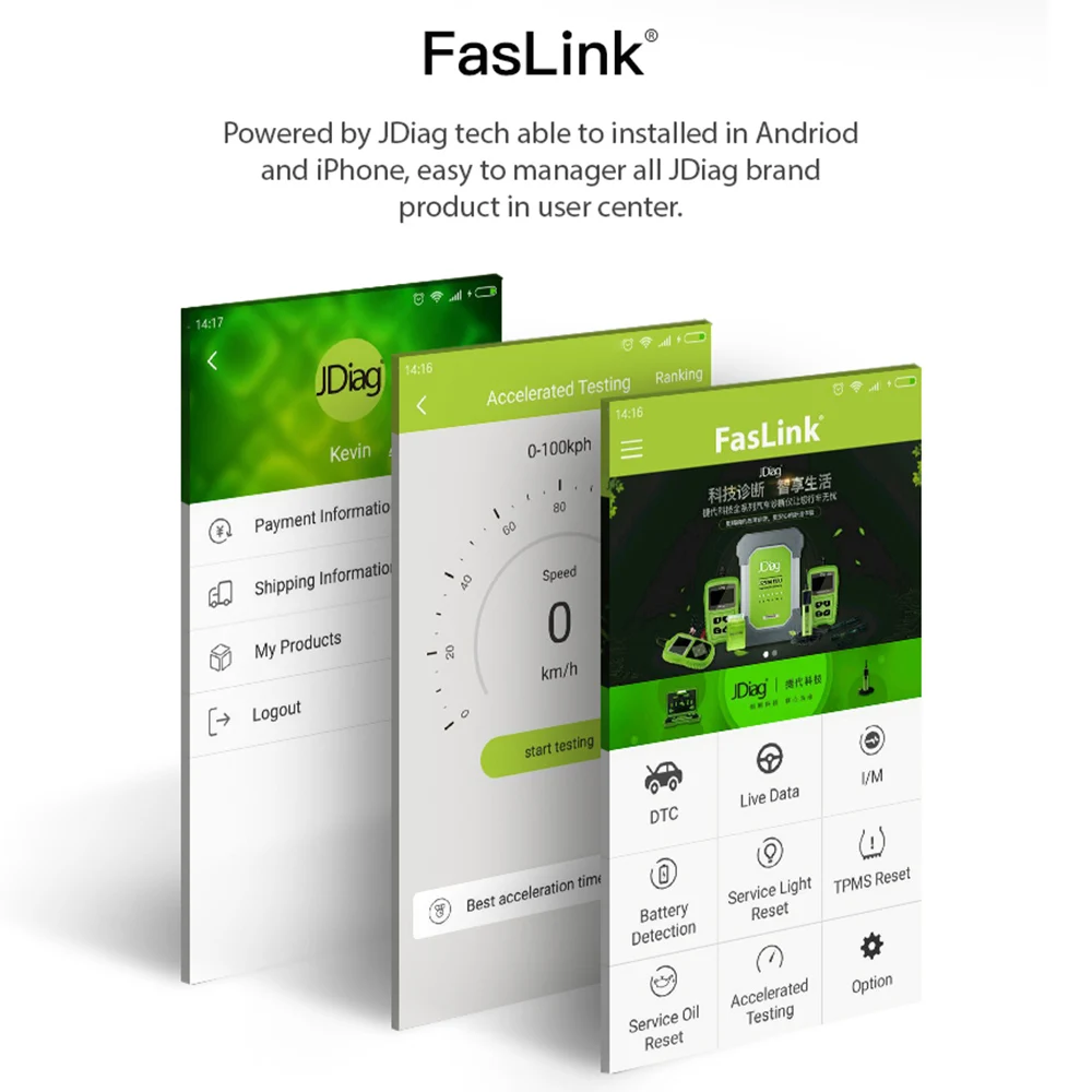 Диагностический сканер JDiag OBDII Для FASLINK M1 BT 4 0 считыватель кодов автомобильный