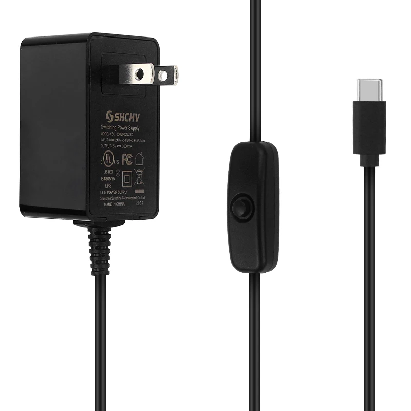 Блок питания SHCHV Raspberry Pi 4 5 В 3 А USB Type-C с выключателем сертификация CE зарядное