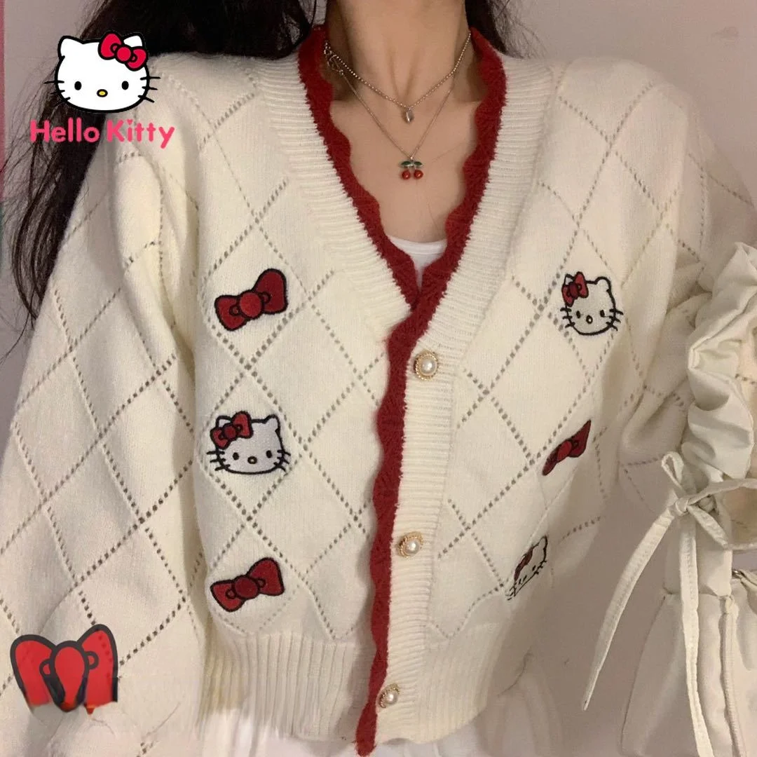 

Hello Kitty2021 New Cute Creative Cartoon Cardigan Sweater Jacket Fashion All-match Casual Top