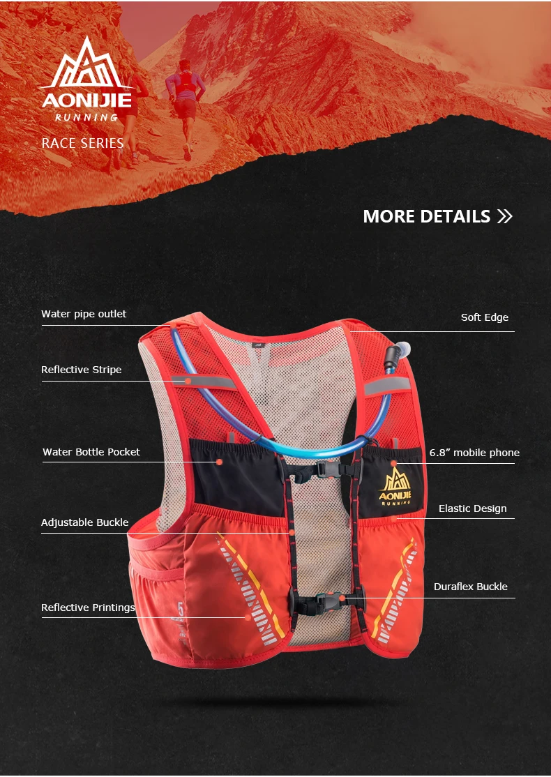 AONIJIE C933 5L Water Bag Backpack 2L Water Bag 250ML 350ML Water Bottle Vest Hiking Camping Running Marathon Rock Climbing